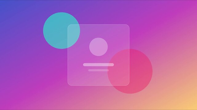 Abstract glassmorphism ui card with vibrant gradient animation 4k background, for modern digital interface
