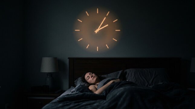 Subtle Holographic Clock Projected on Bedroom Ceiling