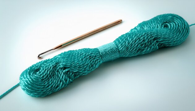 teal crochet hook with distinctive curved tip crafting tool sewing accessory hobby supplies
