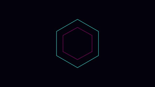 Abstract neon hexagon geometric motion animation 4k background, loop