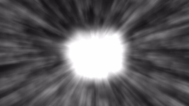 white glowing light source with fast motion blurred radial streaks and tunnel zoom effect Black background animation. sun rays lens flare overlay Lens Flare sunlight Pulsing sunbeams rays explode
