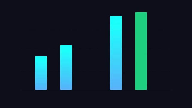 Animated bar chart growth graph with gradient blue and green bars for business data analysis and financial performance animation 4k