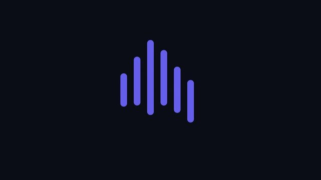 Animated digital audio sound wave equalizer bars on dark animation 4k background