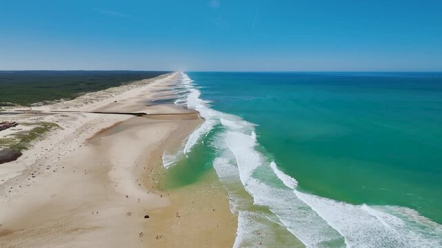 Contis beach from a drone, Saint Julien en Born, Saint-Julien-en-Born, Landes, France