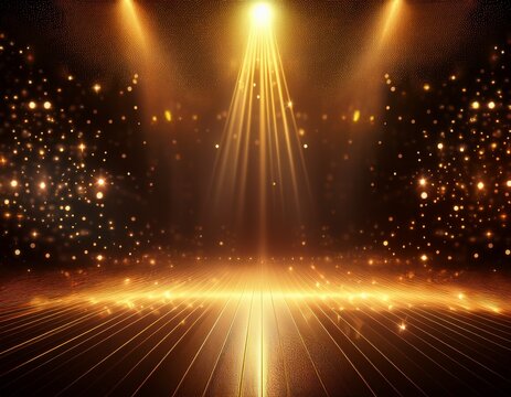 spotlight stage background with sparkling particles