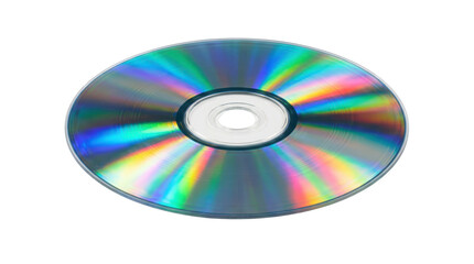 Fototapeta premium Compact disc with rainbow reflections isolated on transparent background