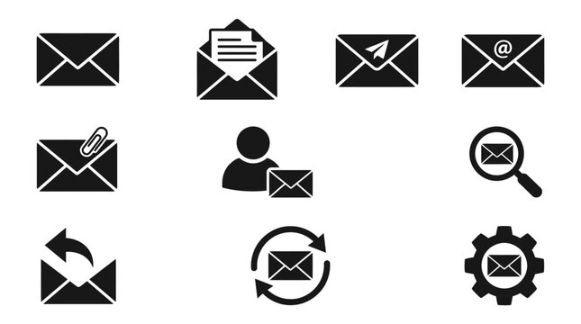 Email icons and communication symbols.