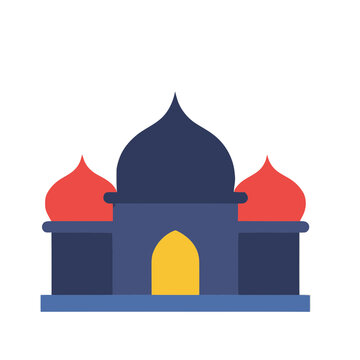 Flat illustration of a mosque with domes