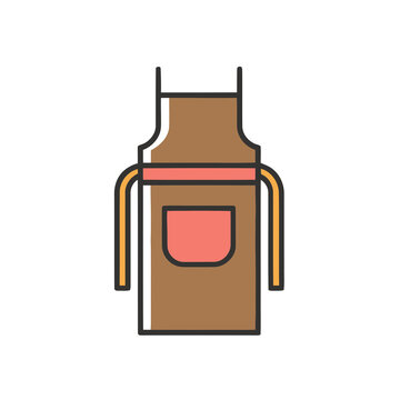 Flat icon of a brown apron with a pocket