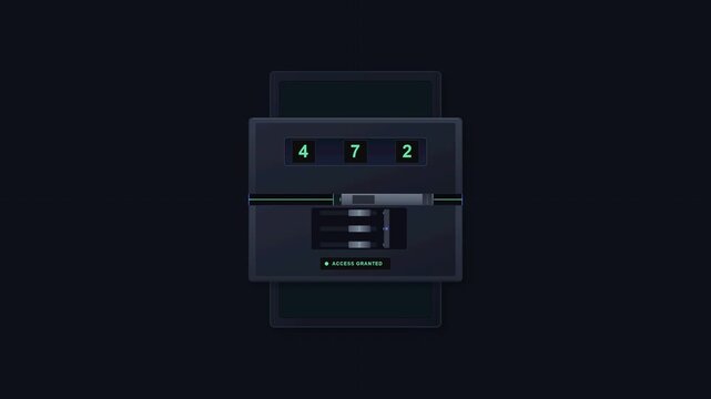 Digital access lock verifies a security code, releases its internal locking mechanism, retracts the bolt, and opens to show authorized access for cybersecurity and authentication concepts.