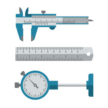 Set of Precision Measuring Tools Vector Illustration