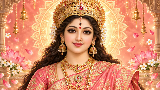 Goddess Durga Navratri Durga Puja Durga Ashtami Mahashtami Maha Navami Dussehra Vijayadashami Garba Dandiya Festive Greeting Card Artwork