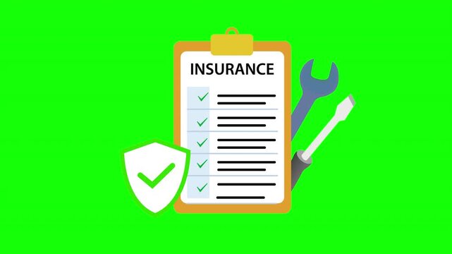 Insurance Policy and Protection Concept with Checklist Document, Shield, Wrench and Security Coverage