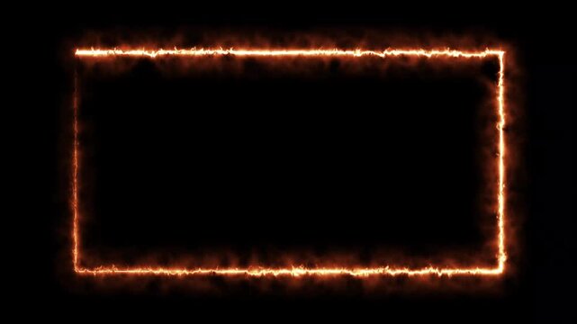 Fiery rectangular border glowing on black background.