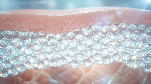 Medical illustration of skin layers and fat cells
