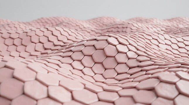 Pink hexagonal scale texture on wavy surface