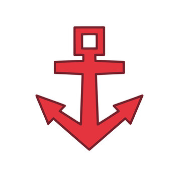 Red anchor icon isolated on transparent background