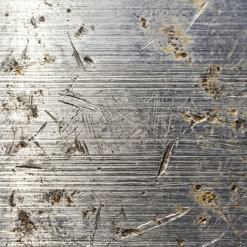 Heavily scratched and distressed raw metal texture background with industrial grunge finish
