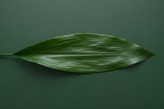 Dark green aspidistra cast iron plant leaf isolated on a matching dark green background