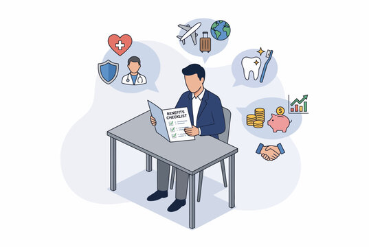 Professional Reviewing Employee Benefits Checklist and Work Advantages