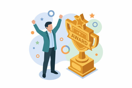 Employee Achievement and Reward Benefits Isometric Illustration