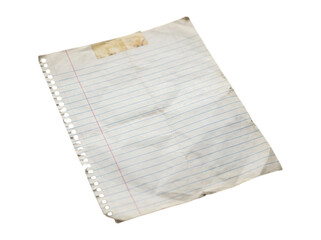 Vintage lined notebook paper sheet with tape residue isolated on transparent background © PONA