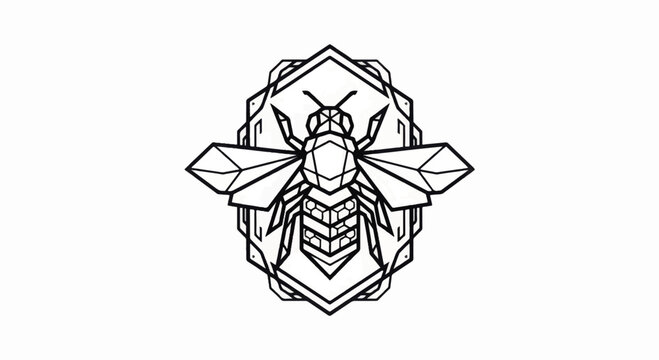 Geometric Bee Illustration with Crystals.