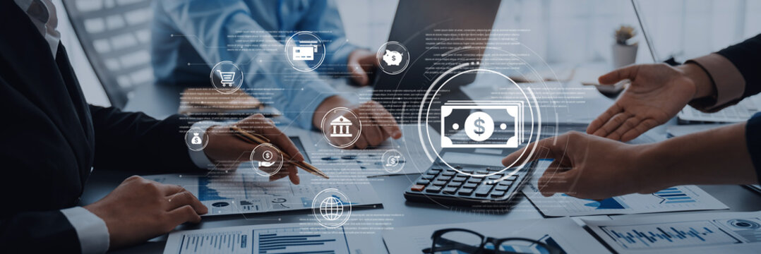 A fintech concept showing a network of digital banking services. This includes secure online payments, global transactions, and e-commerce for the modern financial system. Fermion
