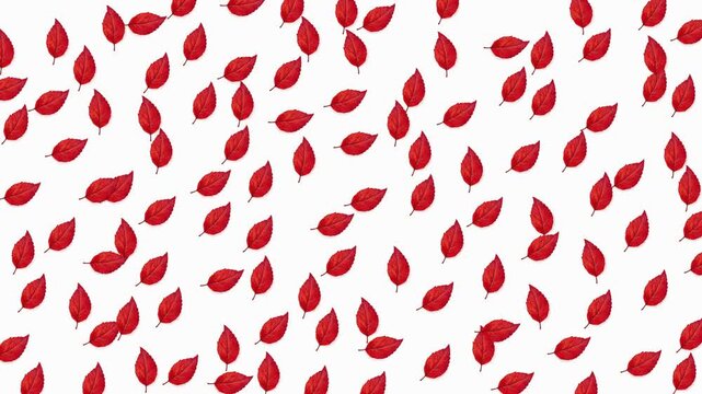 autumn leaves pattern with stop motion animation effect on white background