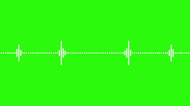 4k abstract music sound wave or audio wavefrom isolated on green screen background.Line digital minimalist voice and soundtrack wave equalizer.Shape line volume or speech symbol animated background.