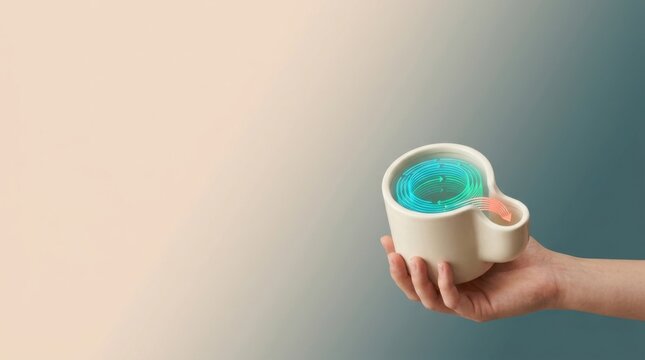 Individual holding ceramic overflow vessel demonstrating ai exception handling visualized through sculpture