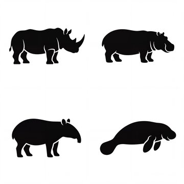 Set of megafauna animal silhouettes vector illustration