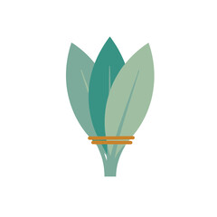 Stylized bunch of green leaves tied with a b © najmin