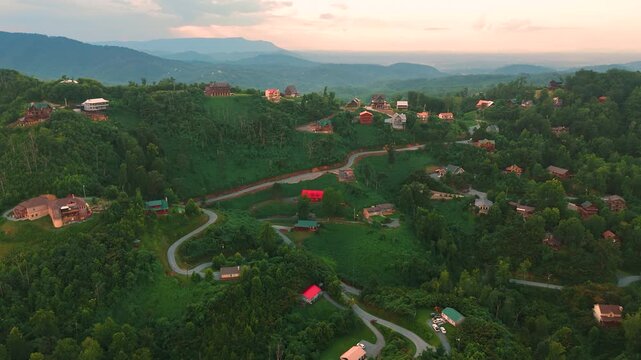 Remote hillside cottages with forest views and rustic charm in a peaceful mountain community