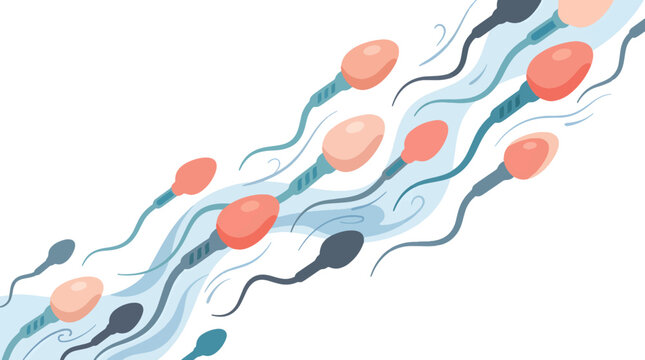 Sperm Motility Microscopic Educational Vector Illustration Showing Swimming Sperm Cells