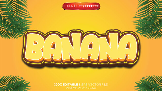 3d text effect banana theme