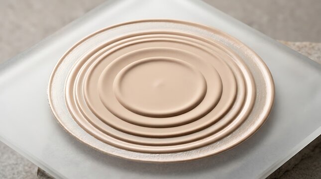 Abstract circular design with colorful segments arranged in concentric rings on a light surface. makeup primer test