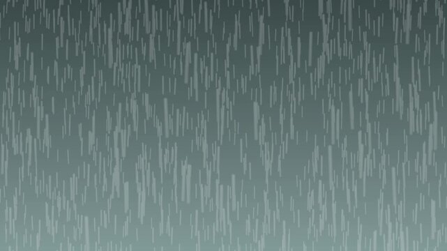 Raindrops falling down against a dark grey gradient background in this seamless weather motion animation clip designed for creative visual effects and broadcast news media projects