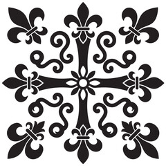 Elegant Fleur-de-lis Cross Ornament Vector Silhouette © Taufik-DeGra