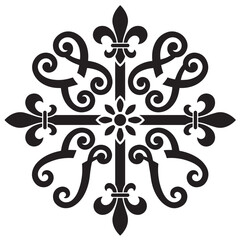 Vintage Fleur De Lis Cross Ornament Silhouette © Taufik-DeGra