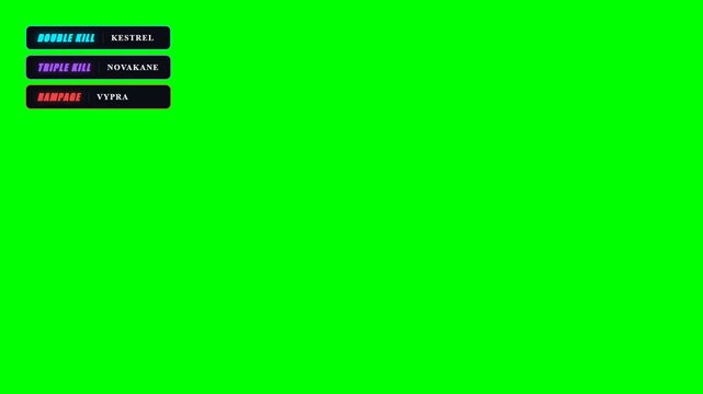 Multiplayer Game Kill Streak HUD on Green Screen