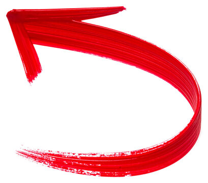 Red paint brush stroke arrow on transparent background