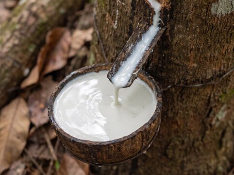 Latex out from the rubber tree
