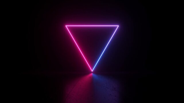 neon light shapes on black background,rainbow colors, empty space,  80's retro style, fashion show stage, abstract background, 3d rendering,conceptual image.