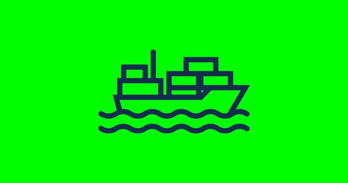 Cargo Ship Sea Freight Delivery Line Icon