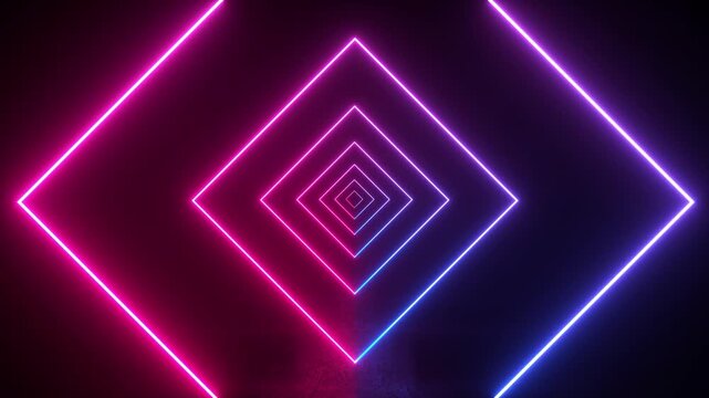 neon light shapes on black background,rainbow colors, empty space,  80's retro style, fashion show stage, abstract background, 3d rendering,conceptual image.