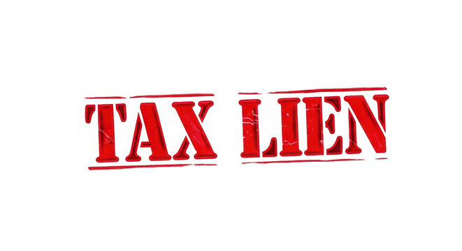 Red tax lien stamp isolated on transparent background