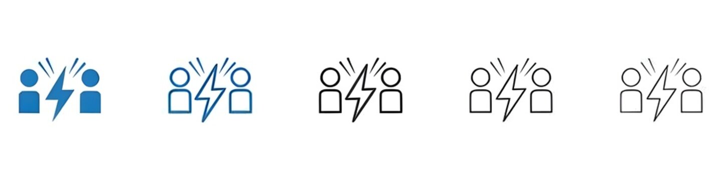 Conflict icon vector set collection for web. Thin line customizable illustration. Contour symbol. Vector isolated outline drawing. Editable stroke