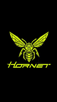 Stylized yellow hornet logo with "HORNET" text on a black background, featuring a robotic insect design.