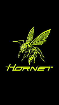 A striking yellow hornet illustration with the word "HORNET" below it on a black background.